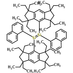 (E)-1,2-双(1-萘基)-1,2-双(1,1,3,3,5,5,7,7-八乙基-1,2,3,5,6,7-六氢二环戊二烯并苯-4-基)二硅烯结构式