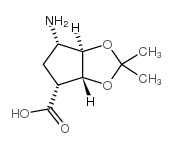 (1R,3S,4R,6S)-N-BOC-6-氨基-2,2-二甲基四羟基环戊醇吲哚[1.3]二氧杂环戊烯-4-羧酸结构式