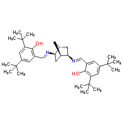 (1R,2R,4R,5R)-2,5-双(3,5-二叔丁基-2-羟基苯亚甲基氨基)双环[2.2.1]庚烷结构式
