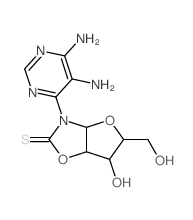 2-(5,6-diaminopyrimidin-4-yl)-6-hydroxy-7-(hydroxymethyl)-4,8-dioxa-2-azabicyclo[3.3.0]octane-3-thione结构式
