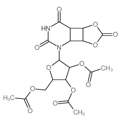 (3aξ,3bξ)-4-(tri-O-acetyl-β-D-ribofuranosyl)-(3ar,3br',7ac',7bc)-tetrahydro-[1,3]dioxolo[4',5':3,4]cyclobuta[1,2-d]pyrimidine-2,5,7-trione Structure