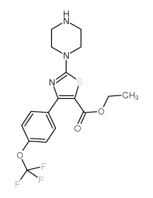 2-(1-哌嗪基)-4-[4-(三氟甲氧基)苯基]-5-三唑羧酸乙酯结构式