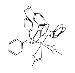 二乙酸根[(R)-(+)-5,5'-双(二苯基膦)-4,4'-联-1,3-苯并二恶茂]钌(II)结构式