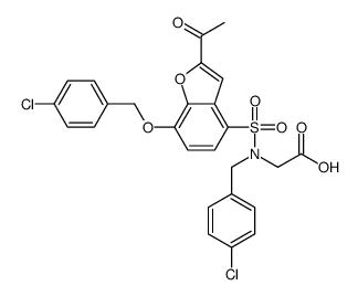 2-[[2-acetyl-7-[(4-chlorophenyl)methoxy]-1-benzofuran-4-yl]sulfonyl-[(4-chlorophenyl)methyl]amino]acetic acid Structure