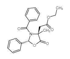 (2R,4S)-3-Benzoyl-4-ethoxylcarbonylmethyl-4-methyl-5-oxazolidinone结构式