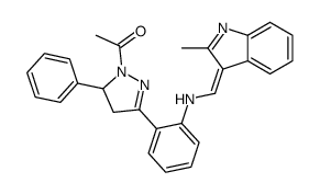 1-[5-[2-[[(E)-(2-methylindol-3-ylidene)methyl]amino]phenyl]-3-phenyl-3,4-dihydropyrazol-2-yl]ethanone Structure