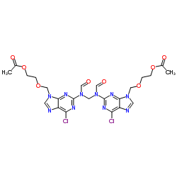 Methylenebis[(formylimino)(6-chloro-9H-purine-2,9-diyl)methyleneoxy-2,1-ethanediyl] diacetate结构式
