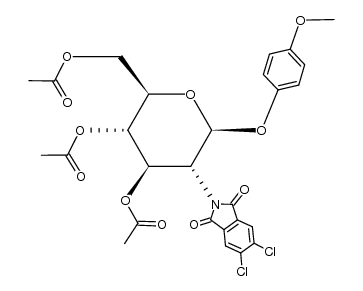 (2R,3S,4R,5R,6S)-2-(acetoxymethyl)-5-(5,6-dichloro-1,3-dioxoisoindolin-2-yl)-6-(4-methoxyphenoxy)tetrahydro-2H-pyran-3,4-diyl diacetate结构式