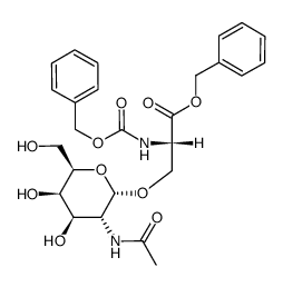 3-O-(2-Acetamido-2-desoxy-α-D-galactopyranosyl)-N-(benzyloxycarbonyl)-L-serinbenzylester Structure