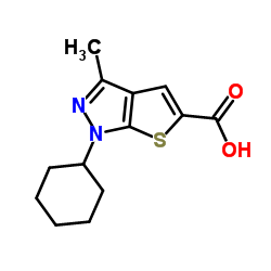 1-Cyclohexyl-3-methyl-1H-thieno[2,3-c]pyrazole-5-carboxylic acid结构式