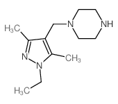 1-[(1-乙基-3,5-二甲基-1H-吡唑-4-基)甲基]哌嗪结构式