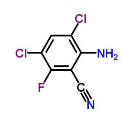 2-Amino-3,5-dichloro-6-fluorobenzonitrile结构式