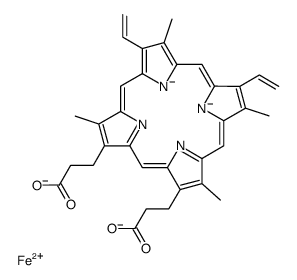 [dihydrogen 3,7,12,17-tetramethyl-8,13-divinyl-2,18-porphinedipropiona to(2-)]-iron structure