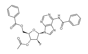 9-(3-O-acetyl-5-O-benzoyl-2-deoxy-2-fluoro-β-D-arabinofuranosyl)-N6-benzoyladenine结构式