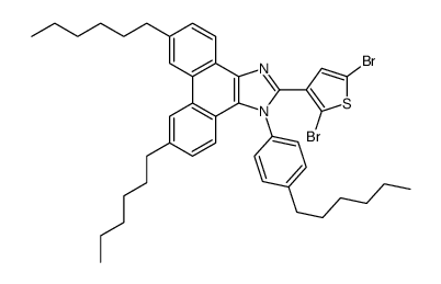2-(2,5-dibromothiophen-3-yl)-6,9-dihexyl-3-(4-hexylphenyl)phenanthro[9,10-d]imidazole结构式