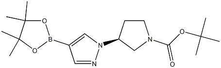 (3S)-3-[4-(4-甲基-1,3,2-二氧杂硼硼烷-2-基)-1H-吡唑-1-基]吡咯烷-1-甲酸叔丁酯结构式