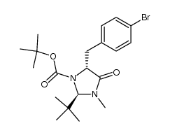 (2R,5R)-5-p-bromobenzyl-2-t-butyl-1-t-butyloxycarbonyl-3-methyl-4-imidazolidinone结构式