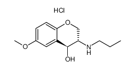 (+)-(3S,4S)-3-(propylamino)-6-methoxy-1-benzopyran-4-ol hydrochloride结构式
