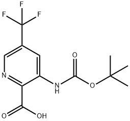 3-叔丁氧羰基氨基-5-三氟甲基吡啶-2-羧酸结构式