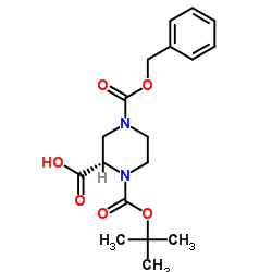 (S)-4-((苄氧羰基)羰基)-1-(叔丁氧羰基)哌嗪-2-羧酸结构式