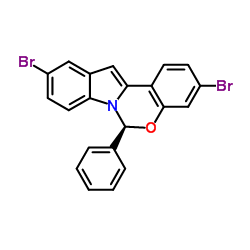 (6S)-3,10-二溴-6-苯基-6H-吲哚并[1,2-c][1,3]苯并恶嗪结构式