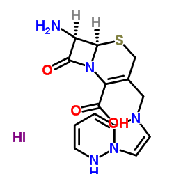 1-[[(6R,7R)-7-氨基-2-羧基-8-氧代-5-硫杂-1-氮杂二环[4.2.0]辛-2-烯-3-基]甲基]咪唑并[1,2-B]哒嗪碘化物结构式