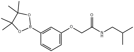 3-(N-异丁基氨甲酰基甲氧基)苯基硼酸频哪醇酯结构式