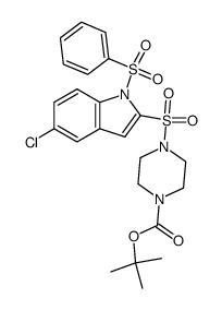 1-(tert-butoxycarbonyl)-4-[(5-chloro-1-phenylsulfonylindol-2-yl)sulfonyl]piperazine Structure
