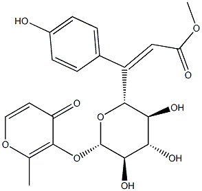 2-Methyl-4-oxo-4H-pyran-3-yl 6-O-[(Z)-3-(4-hydroxyphenyl)propenoyl]-β-D-glucopyranoside structure
