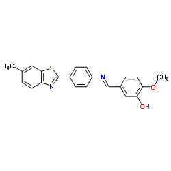 2-Methoxy-5-[(E)-{[4-(6-methyl-1,3-benzothiazol-2-yl)phenyl]imino}methyl]phenol结构式