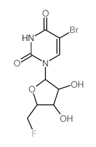 2,4(1H,3H)-Pyrimidinedione, 5-bromo-1-(5-deoxy-5-fluoro-.beta.-L-ribofuranosyl)-结构式