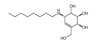 N-octyl-5a-carba-α-L-arabino-hex-5(5a)-enopyranosylamine Structure