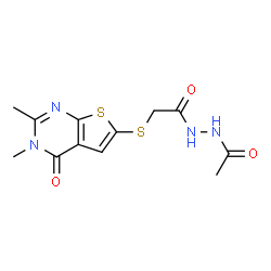 Acetic acid, [(1,4-dihydro-5,6-dimethyl-4-oxothieno[2,3-d]pyrimidin-2-yl)thio]-, 2-acetylhydrazide (9CI)结构式