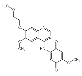 2-甲氧基-5-(6-甲氧基-7-(2-甲氧基苄氯)喹唑啉-4-yl氨基)-2,5-环己二烯-1,4-二酮结构式