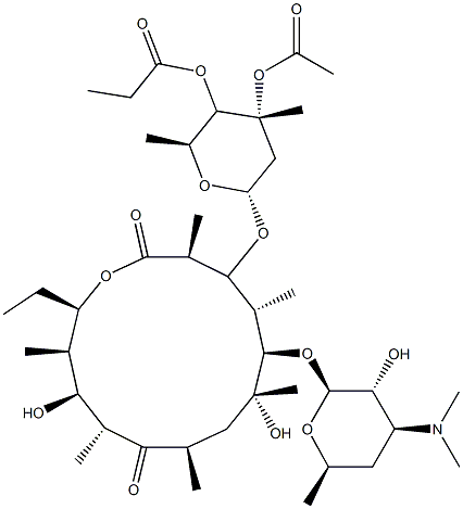 3'-O-Demethyl-3'-O-acetyl-4'-O-propanoyl-12-deoxyerythromycin Structure