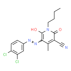1-Butyl-3-cyano-5-(3,4-dichlorophenylazo)-6-hydroxy-4-methyl-2-pyridone Structure