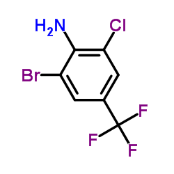 2-溴-6-氯-4-(三氟甲基)苯胺结构式