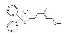 (E)-4-(5-methoxy-3-methylpent-3-en-1-yl)-3,3-dimethyl-2,2-diphenyloxetane Structure