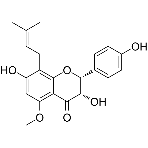 (2R)-3α,7,4'-Trihydroxy-5-methoxy-8-prenylflavanone结构式