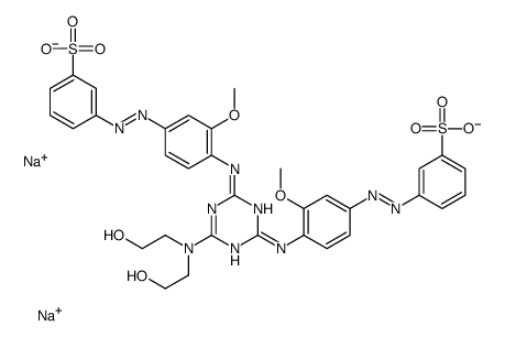 disodium 3,3'-[[6-[bis(2-hydroxyethyl)amino]-1,3,5-triazine-2,4-diyl]bis[imino(3-methoxy-4,1-phenylene)azo]]bis[benzenesulphonate] Structure