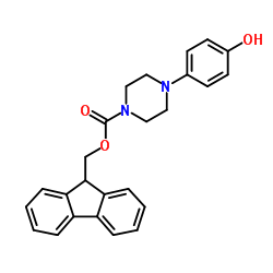 9H-FLUOREN-9-YLMETHYL 4-(4-HYDROXYPHENYL)TETRAHYDRO-1(2H)-PYRAZINECARBOXYLATE结构式
