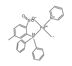(2-(diphenylphosphanyl)-4-methylbenzenesulfonate)(methyl)(pyridine)palladium(II)结构式