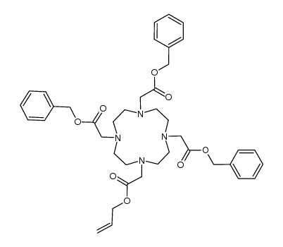 (4-allyloxycarbonylmethyl-7,10-bis-benzyloxycarbonylmethyl-1,4,7,10-tetraaza-cyclododec-1-yl)-acetic acid benzyl ester结构式