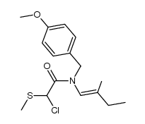 (E)-2-chloro-N-(4-methoxybenzyl)-N-(2-methylbut-1-en-1-yl)-2-(methylthio)acetamide结构式