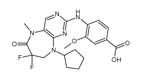 4-(9-cyclopentyl-7,7-difluoro-5-methyl-6-oxo-6,7,8,9-tetrahydro-5H-pyrimido[4,5-b][1,4]diazepin-2-ylamino)-3-methoxy-benzoic acid结构式