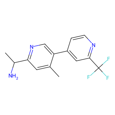 (1R,3S)-1,2,2-Trimethylcyclopentane-1,3-dicarboxylic acid-(1S)-1-[4-methyl-2'-(trifluoromethyl)[3,4'-bipyridin]-6-yl]ethan-1-amine (1/2) Structure