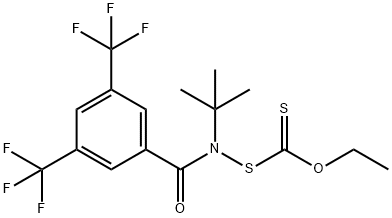 N-(tert-Butyl)-N-((ethoxycarbonothioyl)thio)-3,5-bis(trifluoromethyl)benzamide结构式