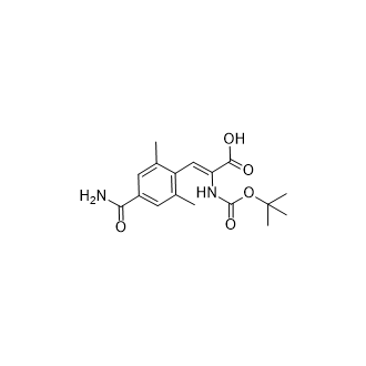 (Z)-2-((tert-butoxycarbonyl)amino)-3-(4-carbamoyl-2,6-dimethylphenyl)acrylic acid Structure