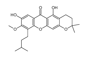 5,8-dihydroxy-9-methoxy-2,2-dimethyl-10-(3-methyl-butyl)-3,4-dihydro-2H-pyrano[3,2-b]xanthen-6-one结构式