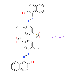 disodium 4,4'-bis[(2-hydroxy-1-naphthyl)azo]-5,5'-dimethoxy[1,1'-biphenyl]-2,2'-disulphonate结构式